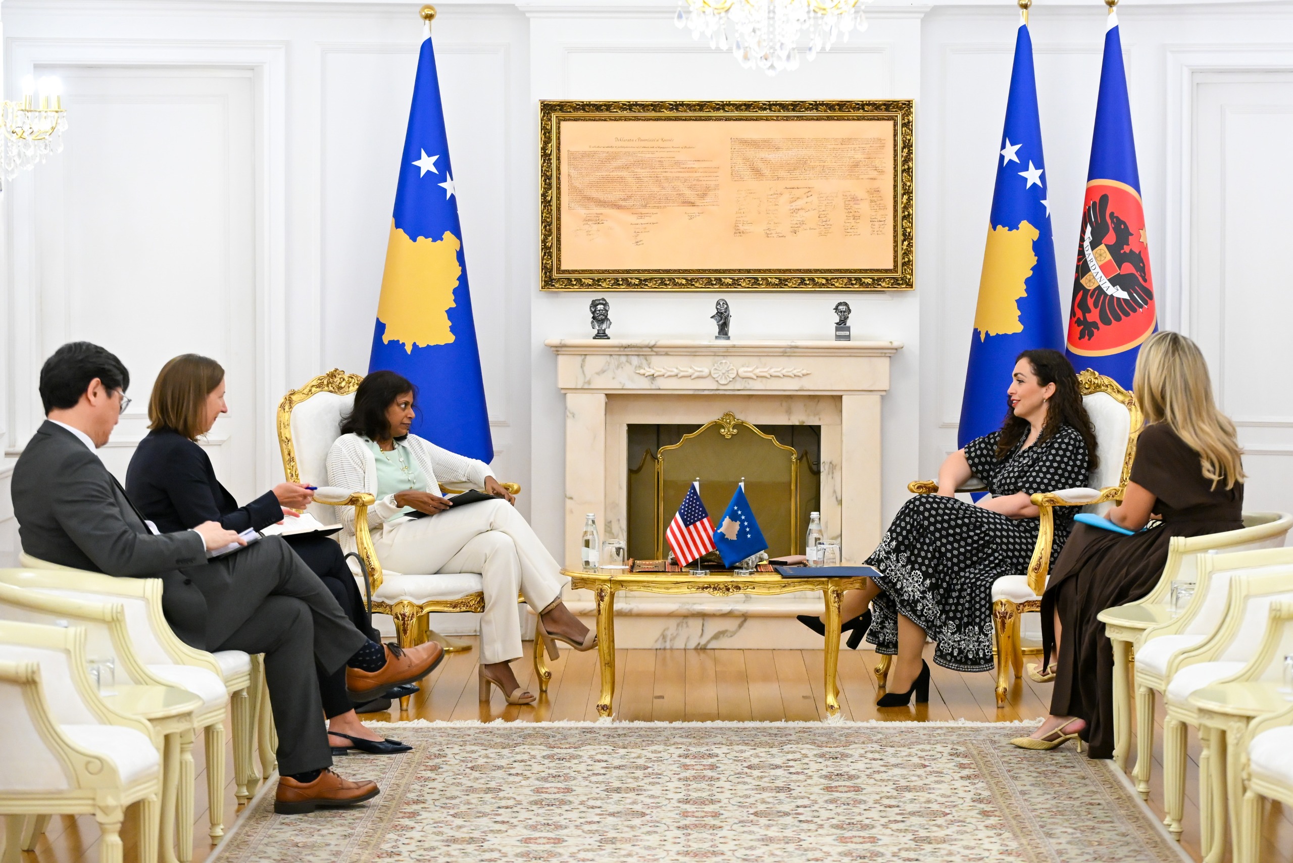 28.08.2025 Presidentja Osmani priti në takim të ngarkuarën me punë të SHBA-së, Anu Prattipati-1