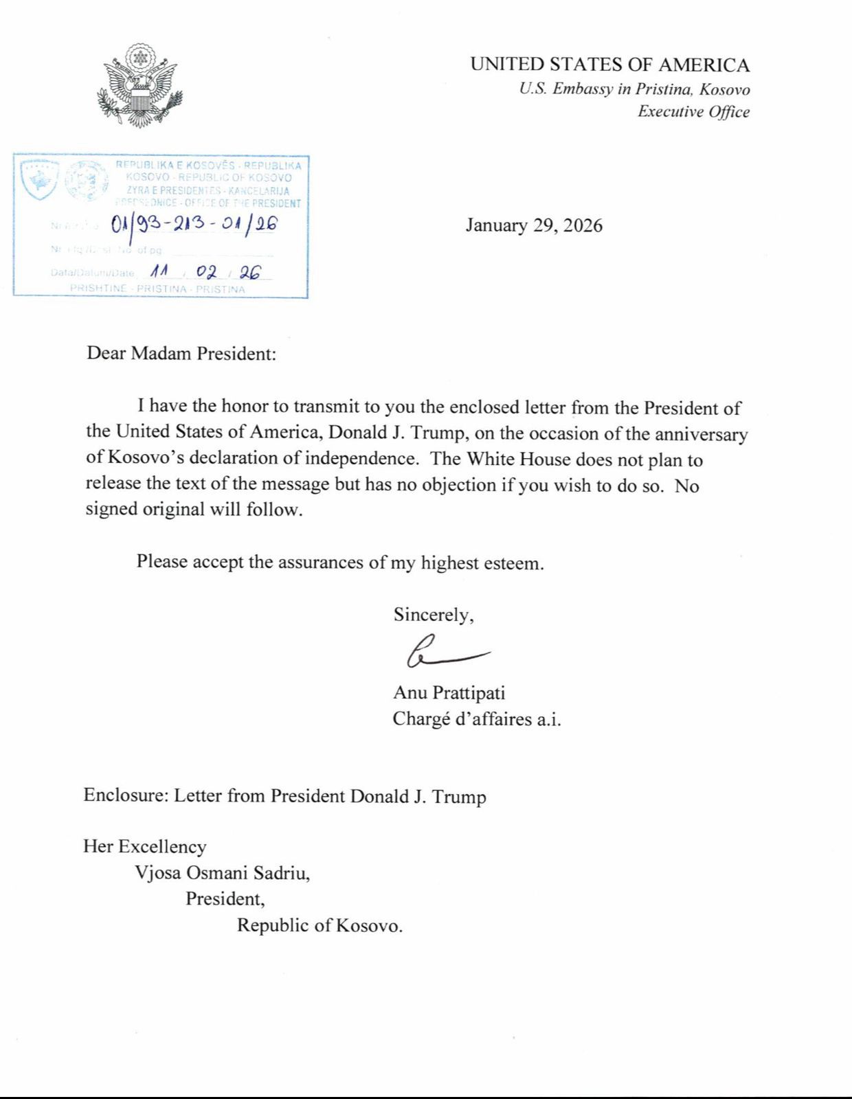 Presidenti Trump uron Presidenten Osmani Mbështesim fuqishëm sovranitetin dhe integritetin territorial të Kosovës-3