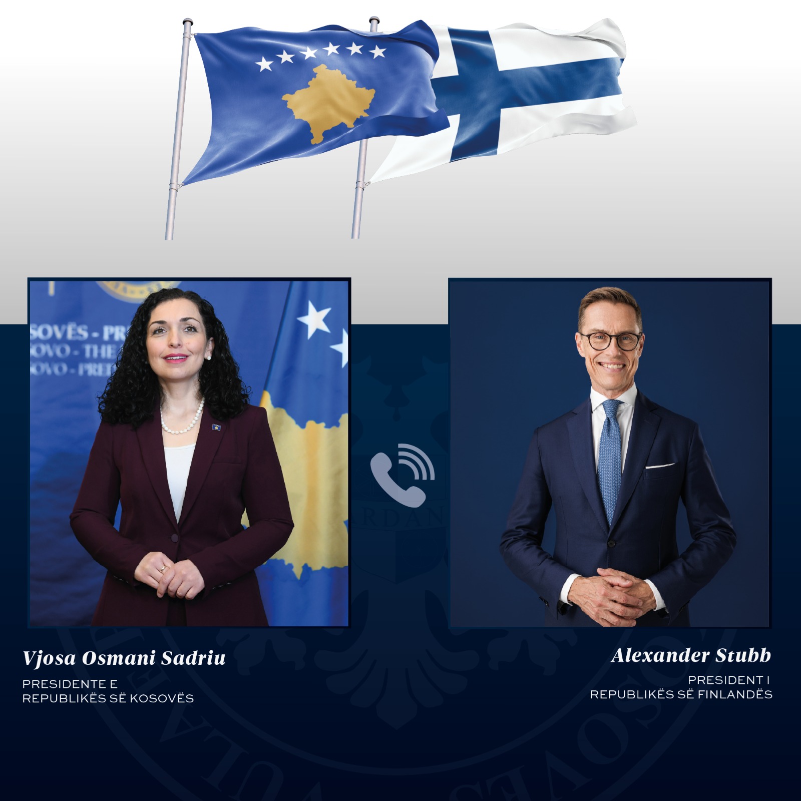 Presidentja Osmani ka zhvilluar një bisedë telefonike me Presidentin e Finlandës, Alexander Stubb-1